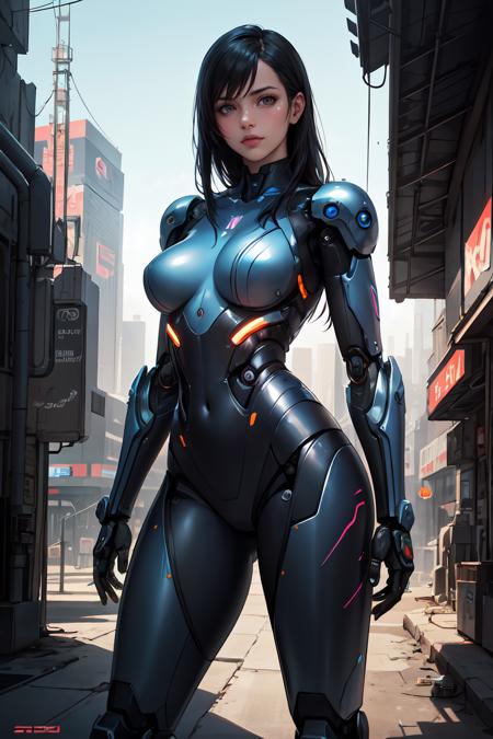 396231-2085932274-best quality, masterpiece, photorealistic, thick outlines, strong shadows, female, woman robot cyborg,corporate model,manufactur.png